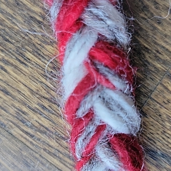 Wool Nordic Handknit Unisex Made in Nepal Red White Gray Winter Hat Tassels New - Picture 8 of 11